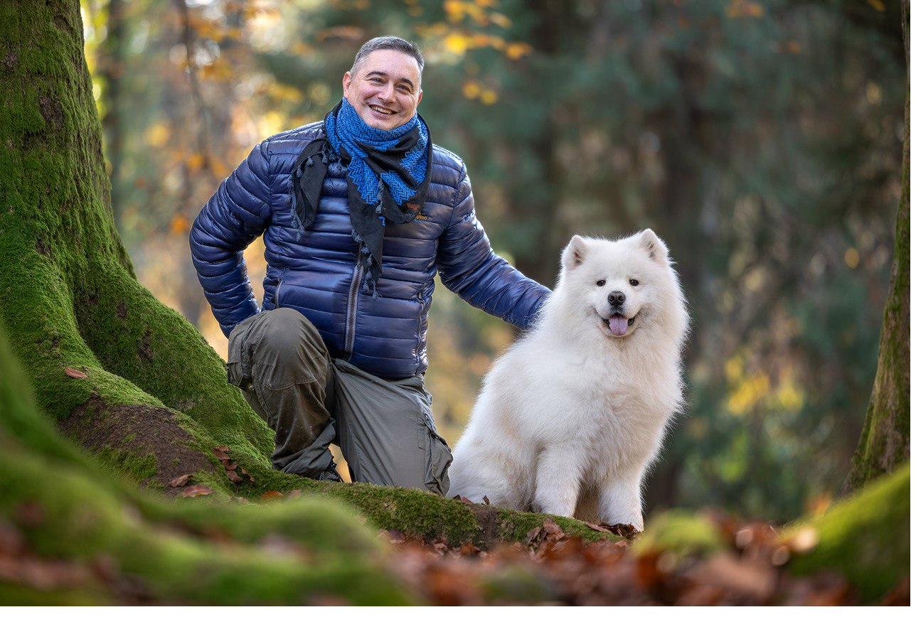 Diego Zaccariotto con Bjørn nel bosco